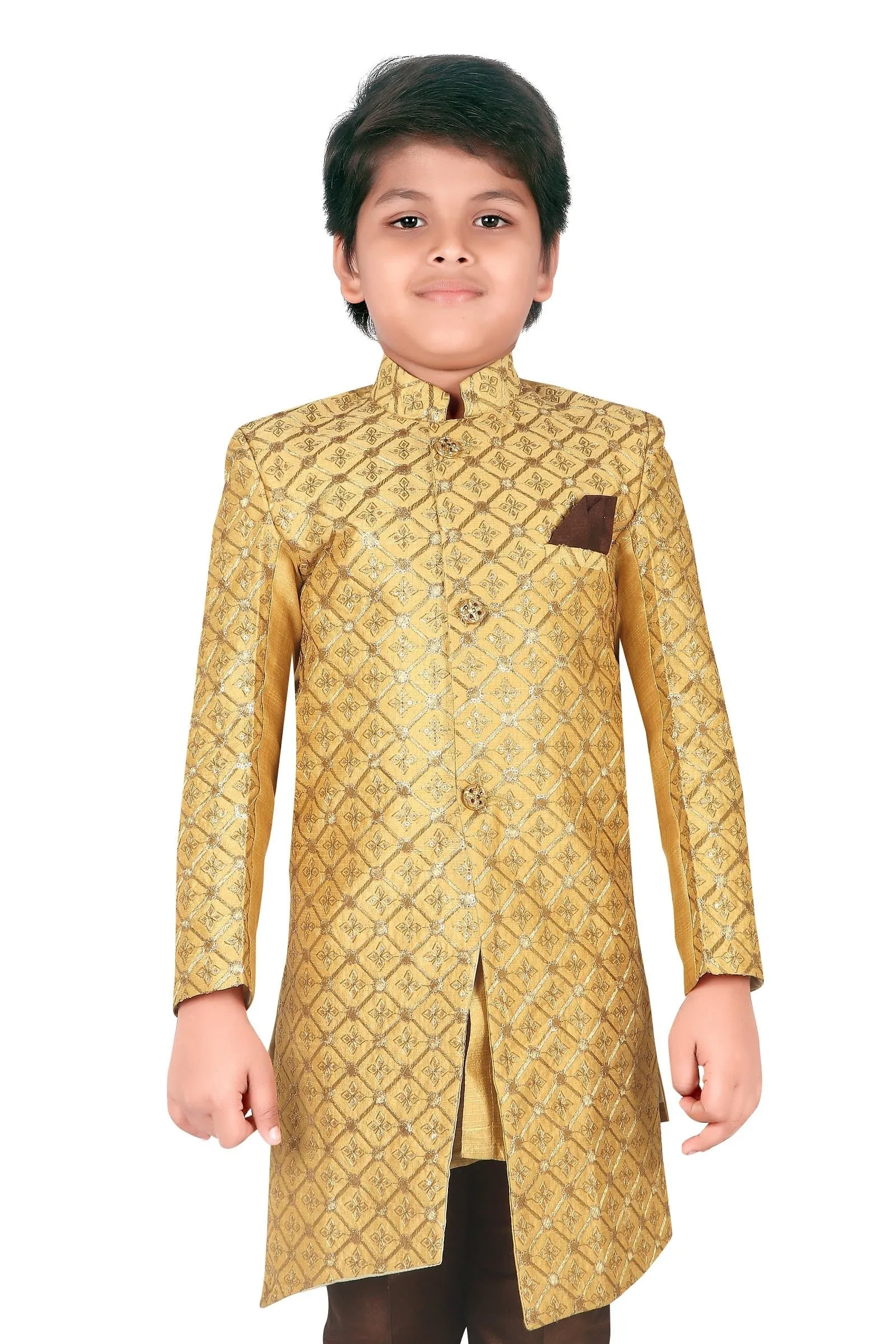 Ahhaaaa Ethnic Handwork Embroidery Sherwani and Pyjama for Boys