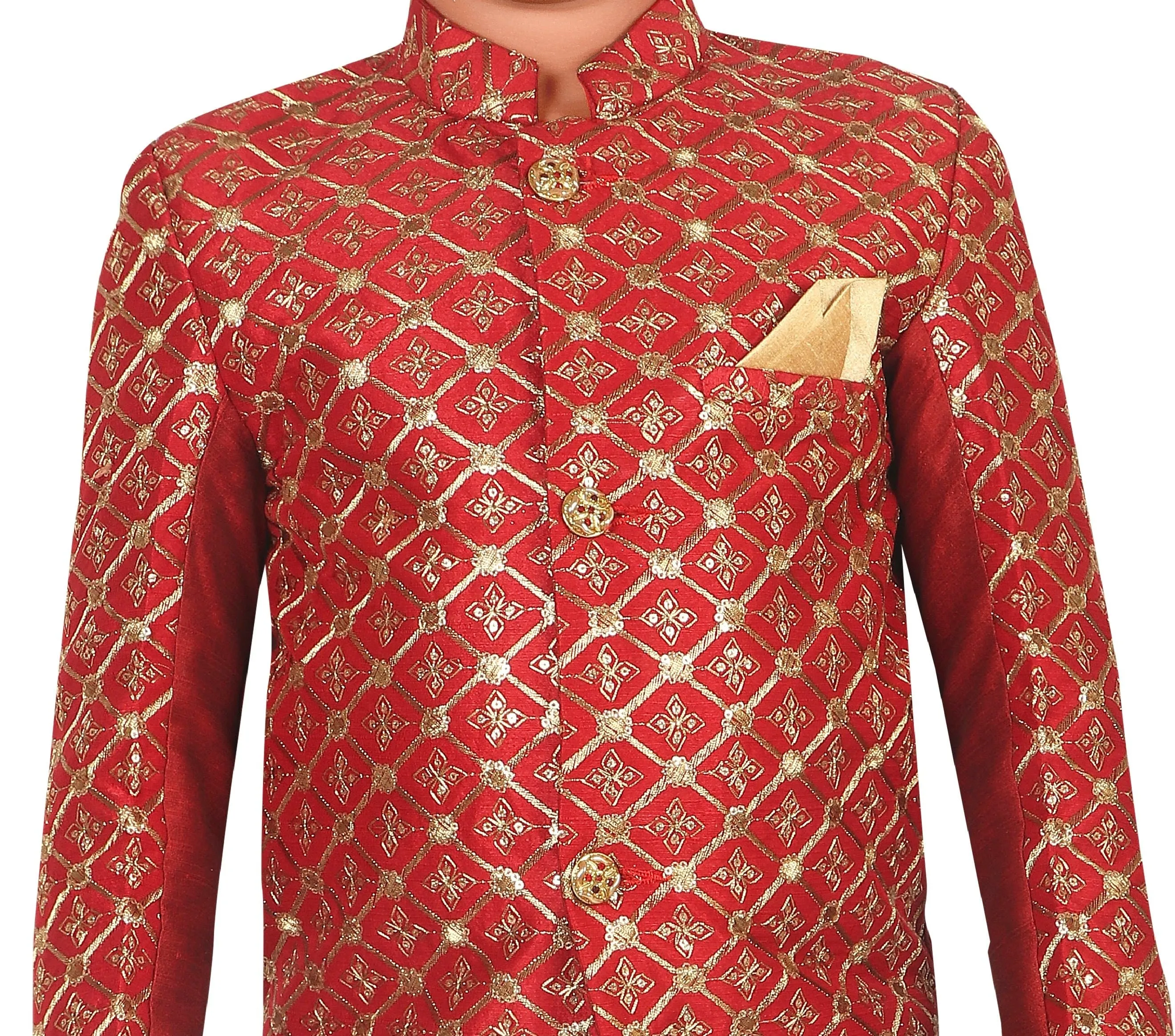 Ahhaaaa Ethnic Handwork Embroidery Sherwani and Pyjama for Boys