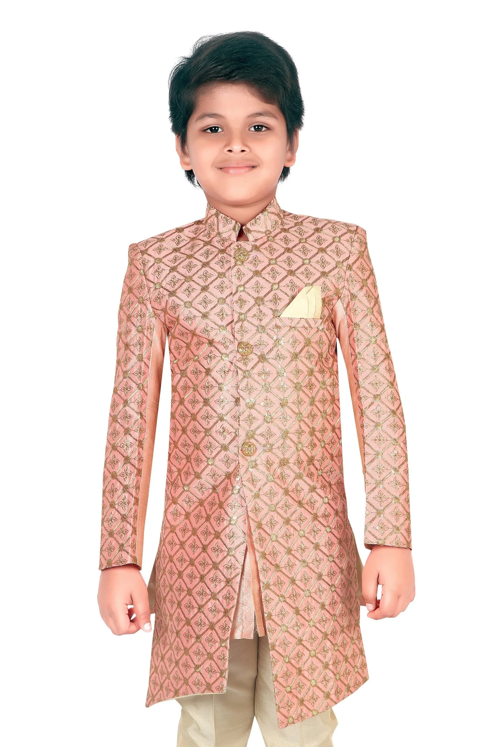 Ahhaaaa Ethnic Handwork Embroidery Sherwani and Pyjama for Boys