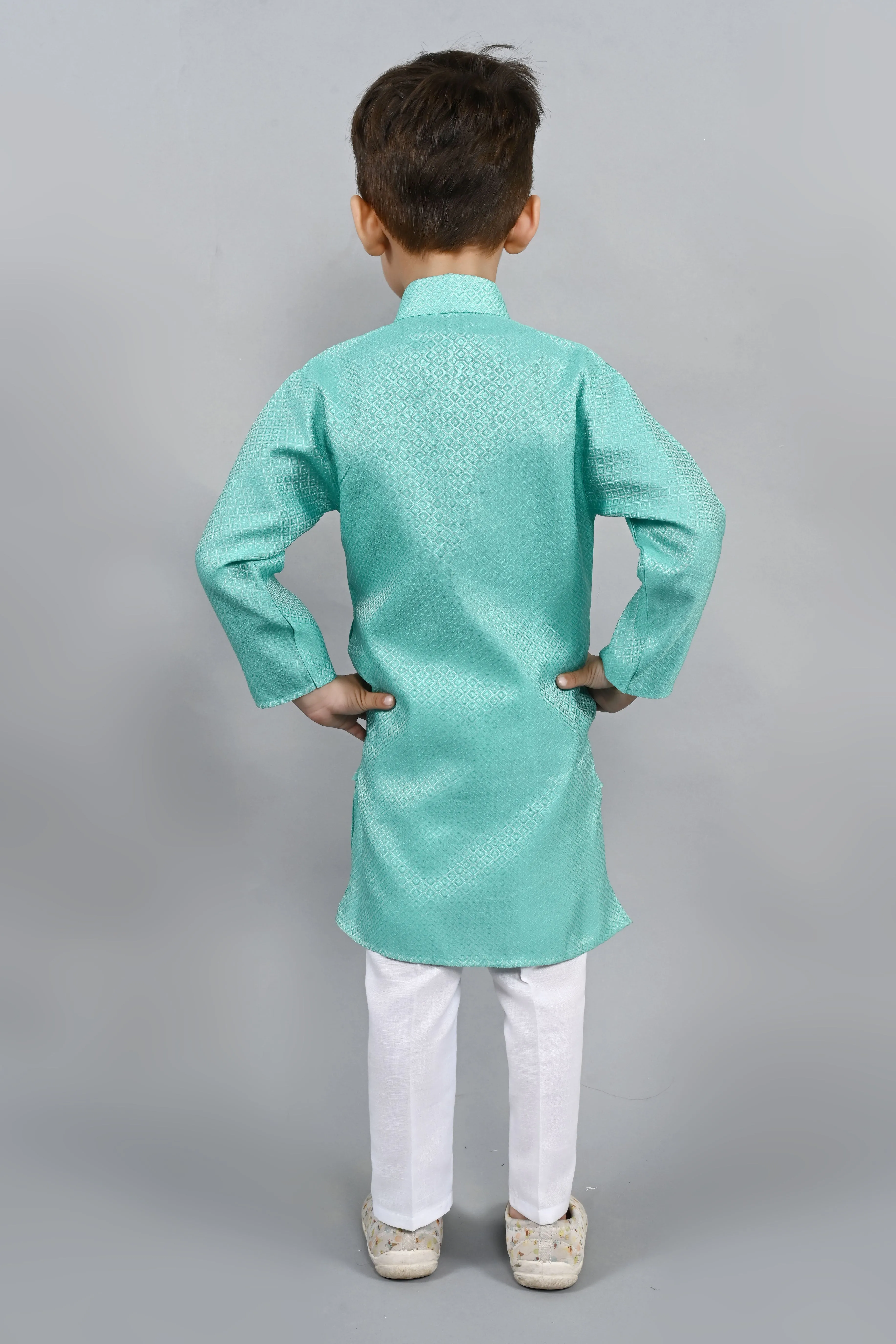 Ahhaaaa Kids Ethnic Cotton Silk Blend Boys Kurta Pyjama Set