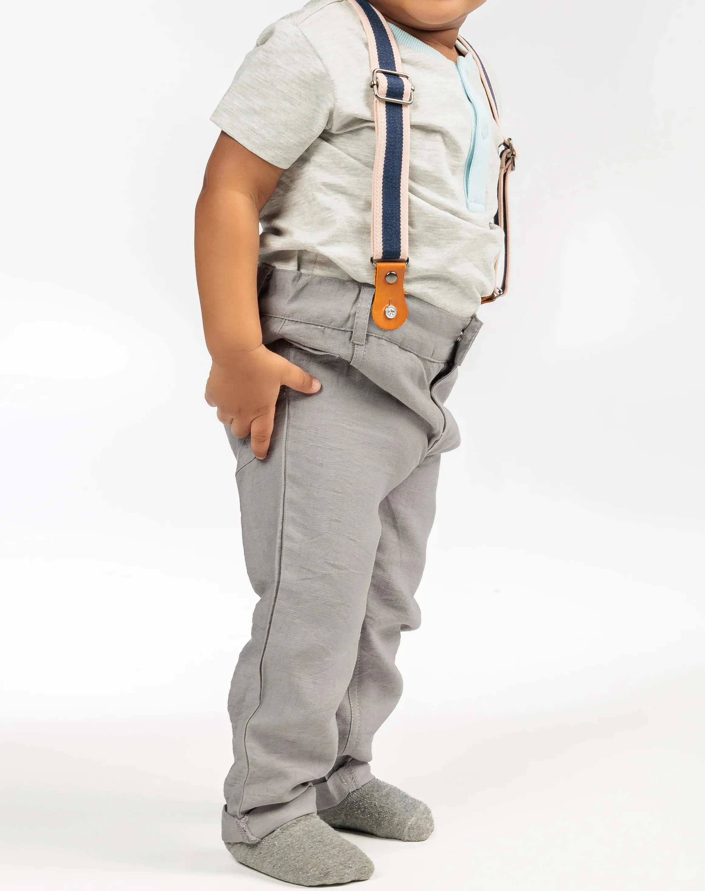 Baby Boy Linen Pants with Suspenders