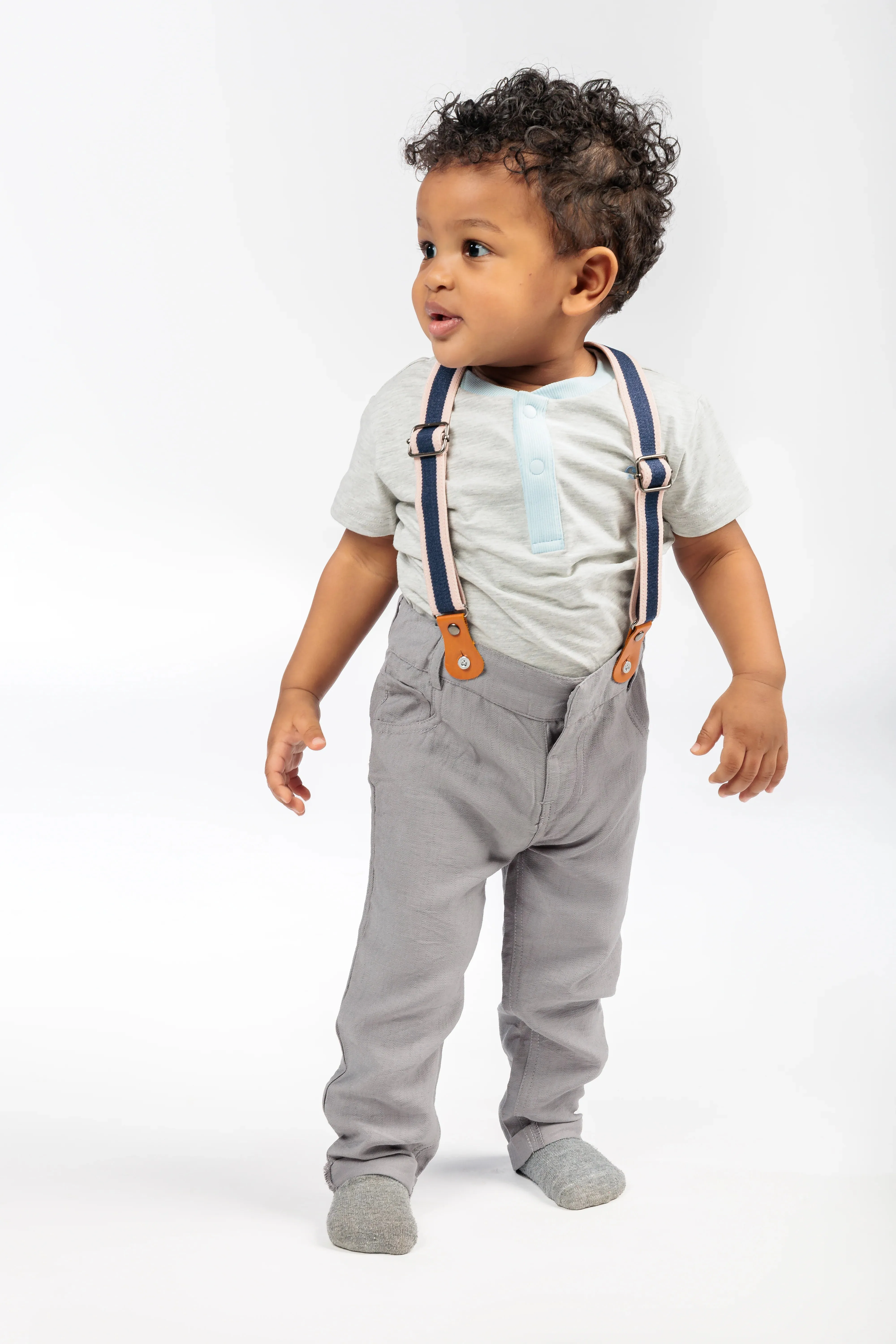 Baby Boy Linen Pants with Suspenders