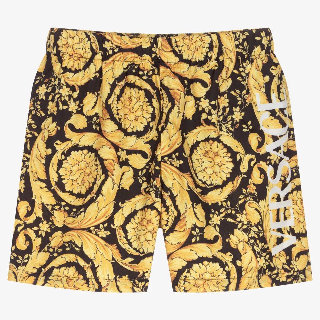 Black & Gold Barocco Swim Shorts