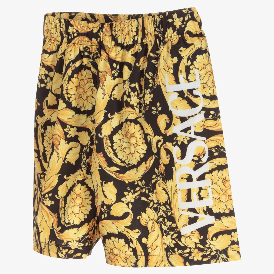 Black & Gold Barocco Swim Shorts