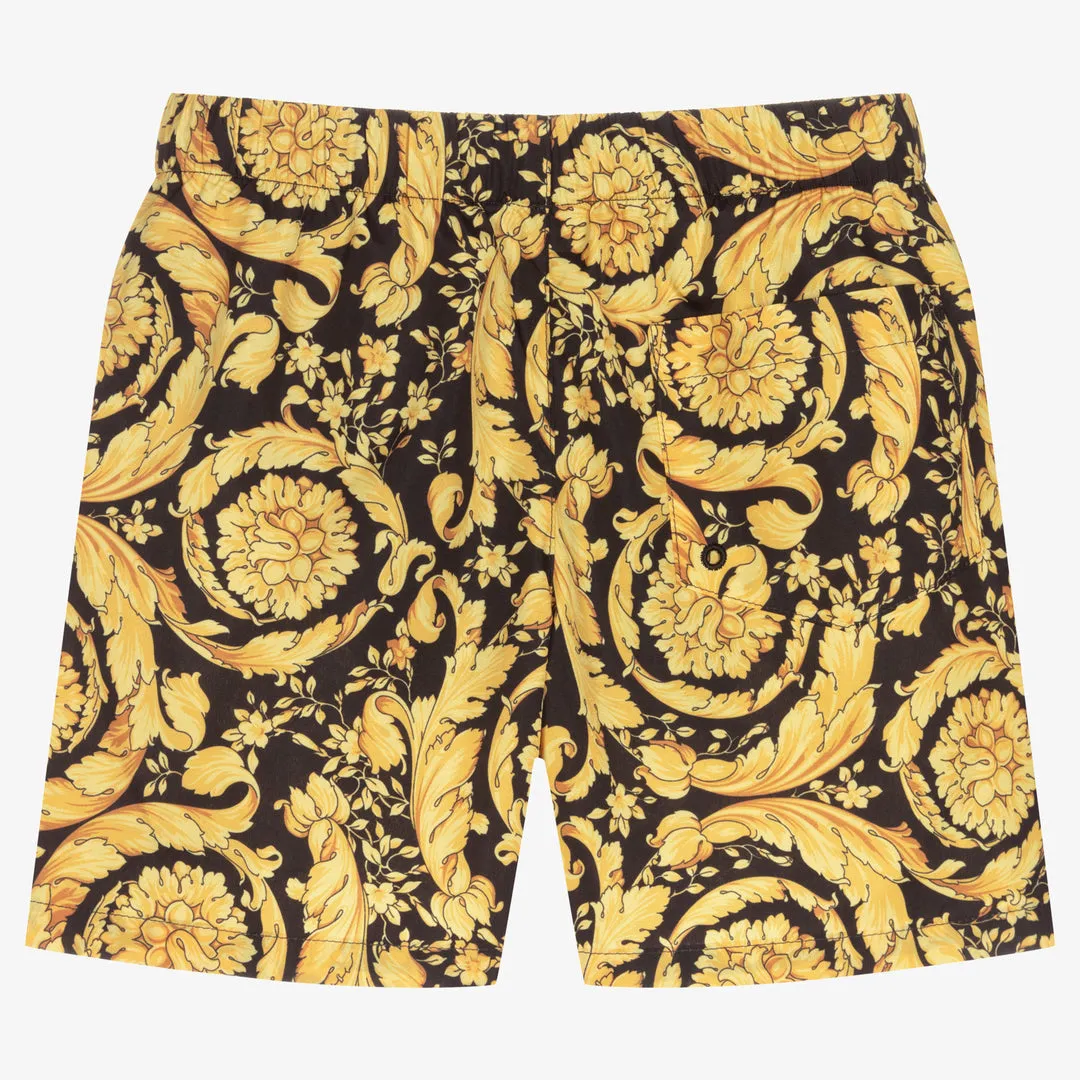 Black & Gold Barocco Swim Shorts