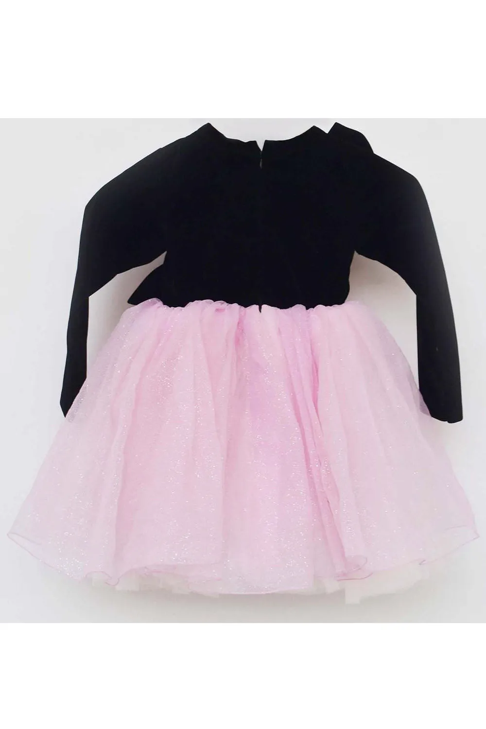 Black And Pink Glitter Organza Bow Dress