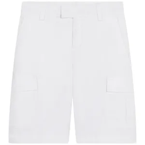 BOSS KIDSWEAR White Bermuda Shorts