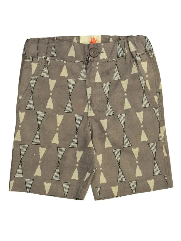 Boys Red Elephant Print Shirt With Grey Shorts (Set of 2)