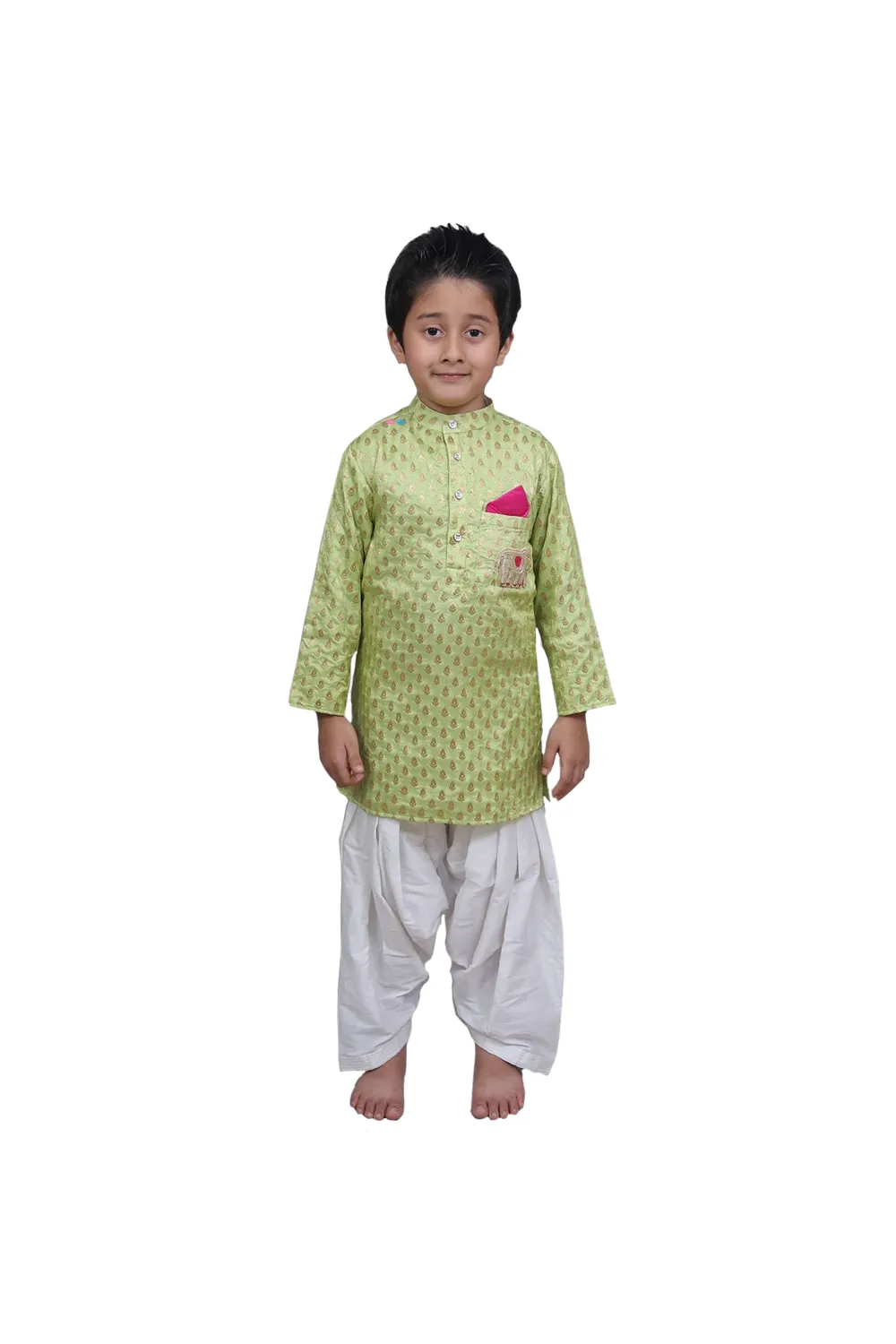 Bright green kurta and  cotton silk patiala salwar