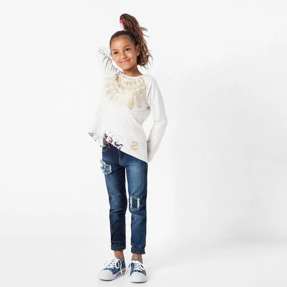 Desigual Kidswear Beige Long Sleeve Sweat T-Shirt