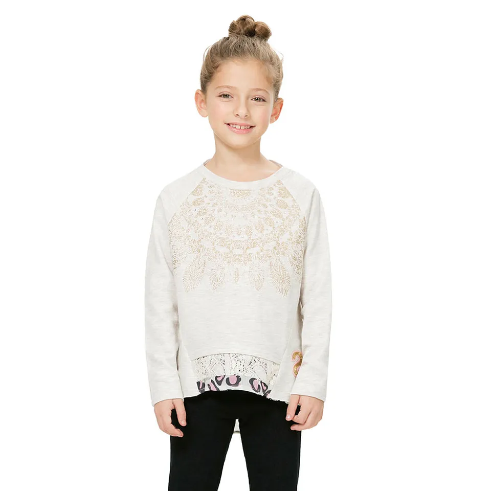 Desigual Kidswear Beige Long Sleeve Sweat T-Shirt