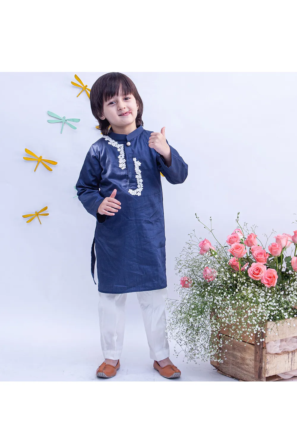 Dori embroidered kurta and white salwar