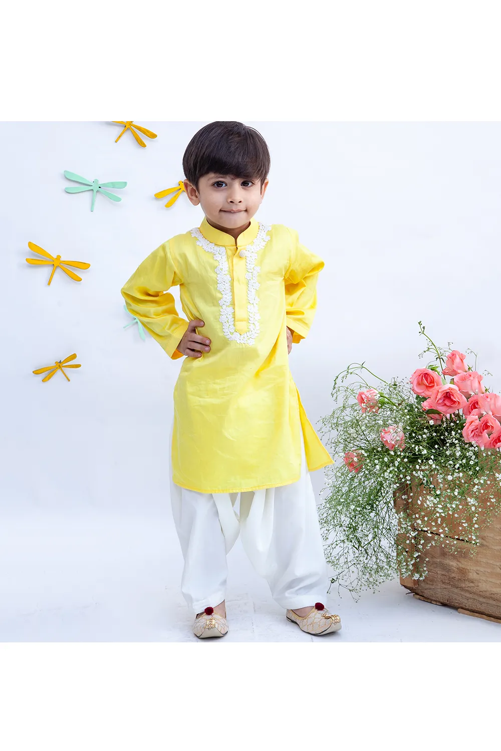 Dori embroidered kurta and white salwar