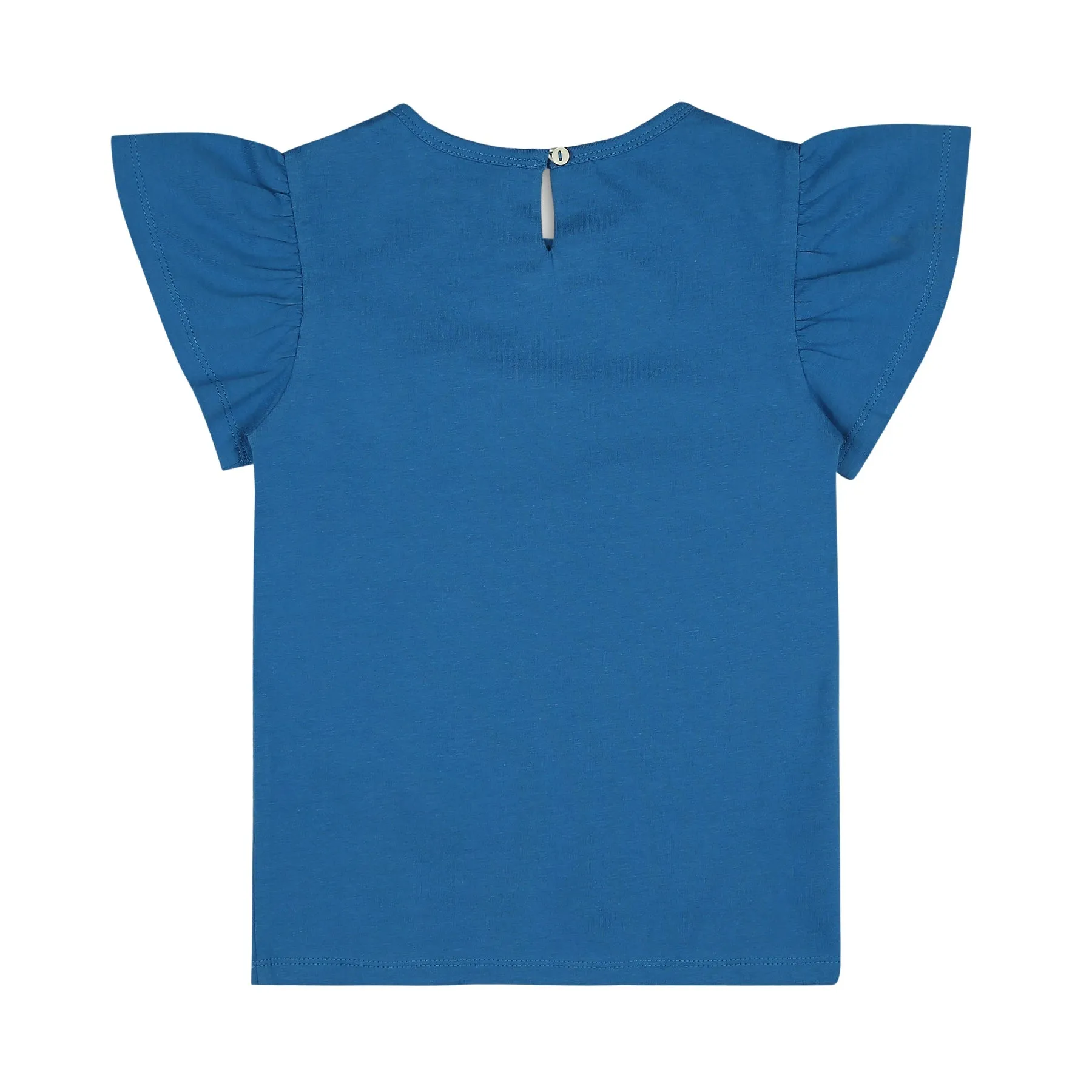 Flutter Sleeve Cotton Top- Deep Water Blue