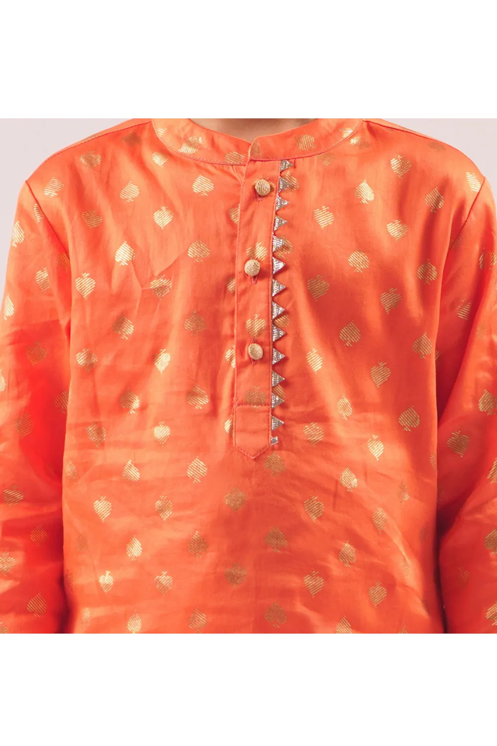 Foil Printed And Gota Lace Embellished Kurta With Pyjama Set