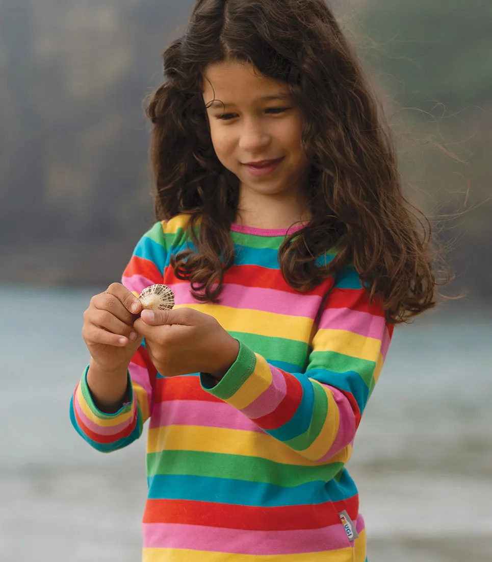 Frugi Favourite LS Tee - Foxglove Rainbow Stripe