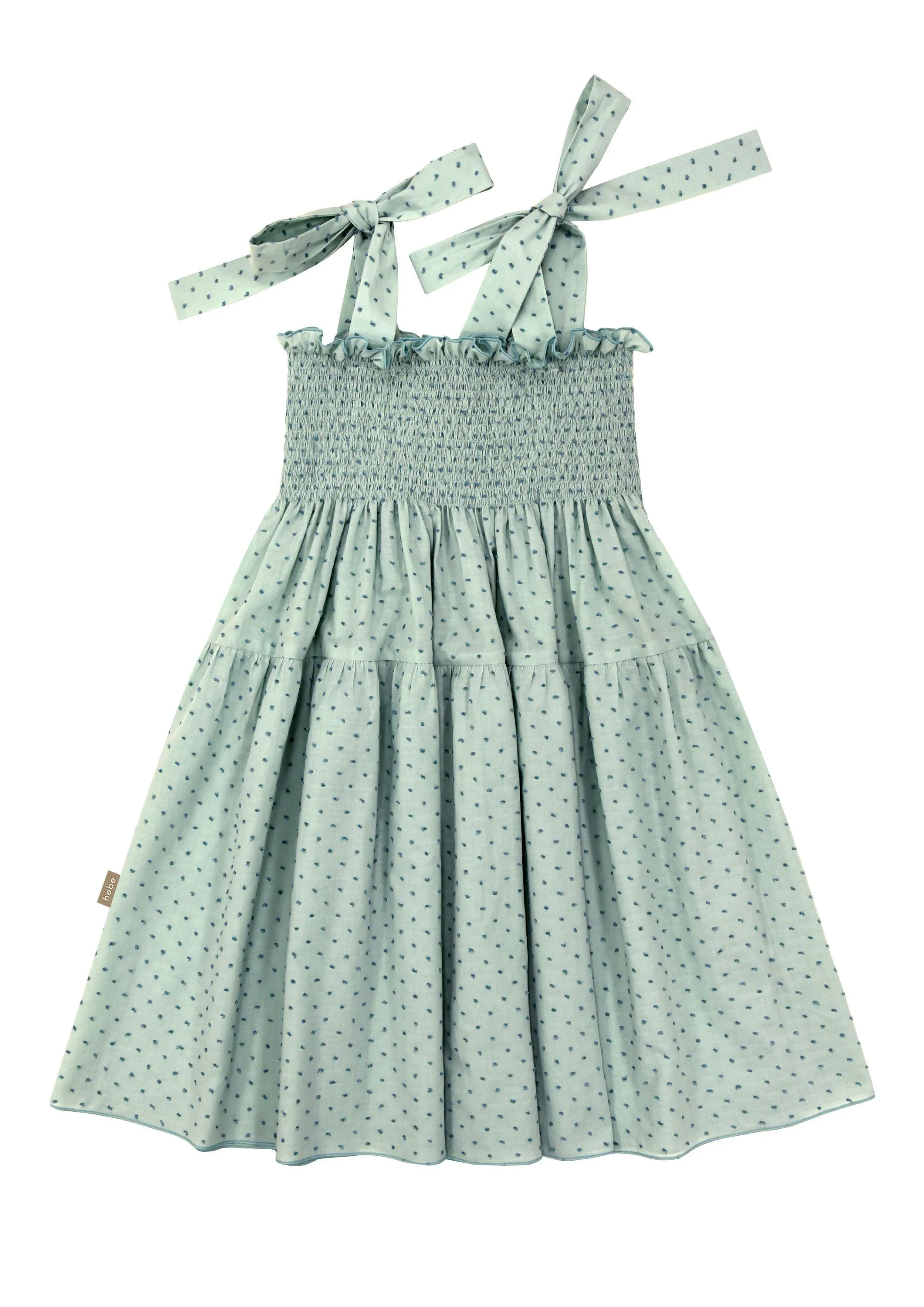 Girls Dress | Mint Plumetti with Straps | Hebe