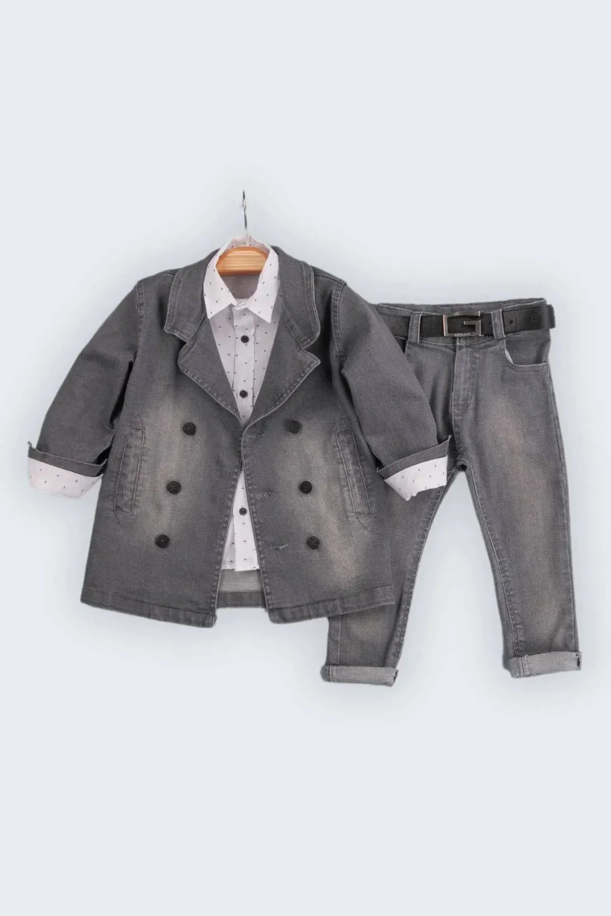 Gold Class Kidswear Boy's Double Button Shirt Belted 4-Piece Sets