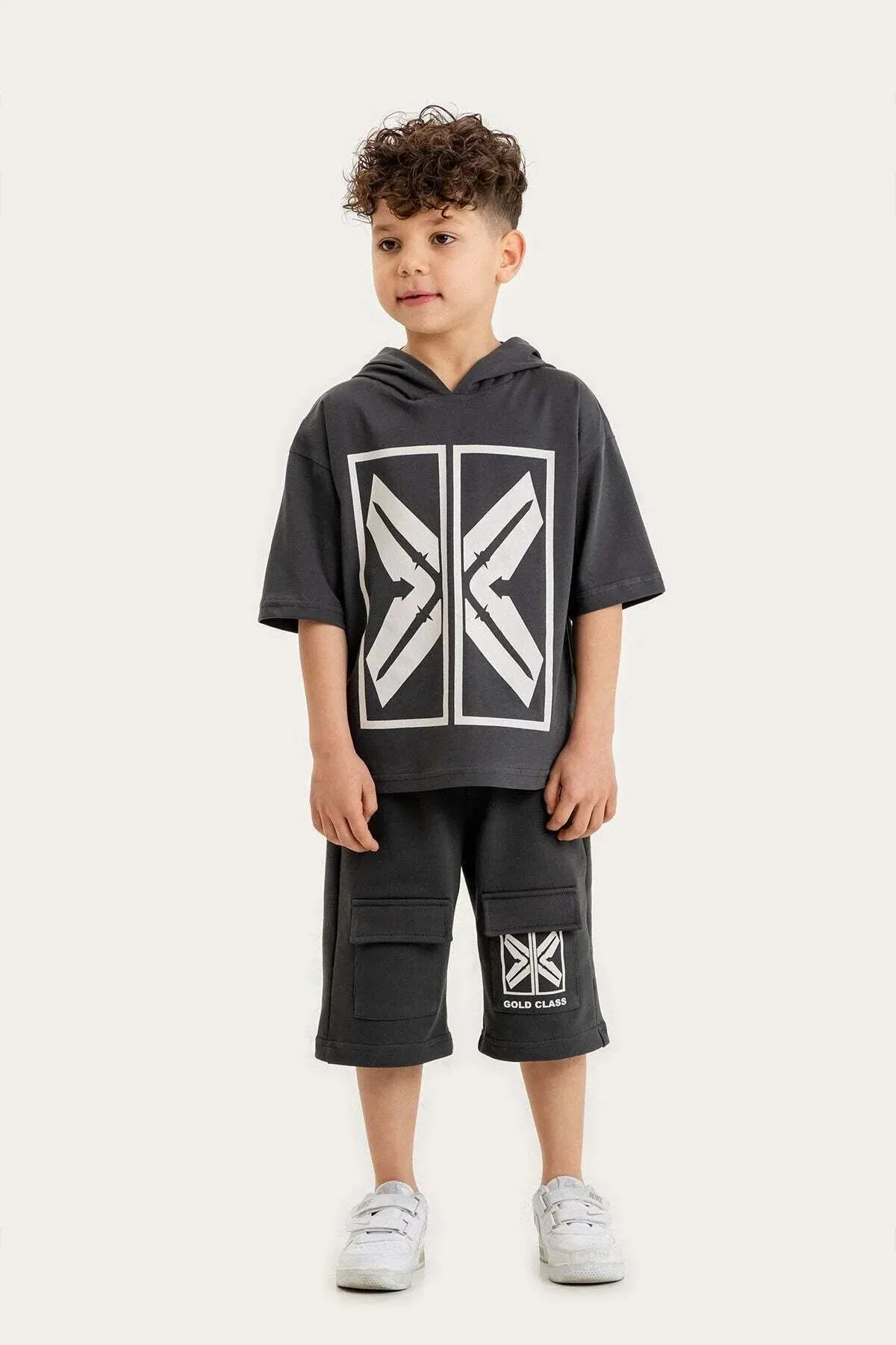 Gold Class Kidswear Boy's Sword and Shield Printed Hooded Sets