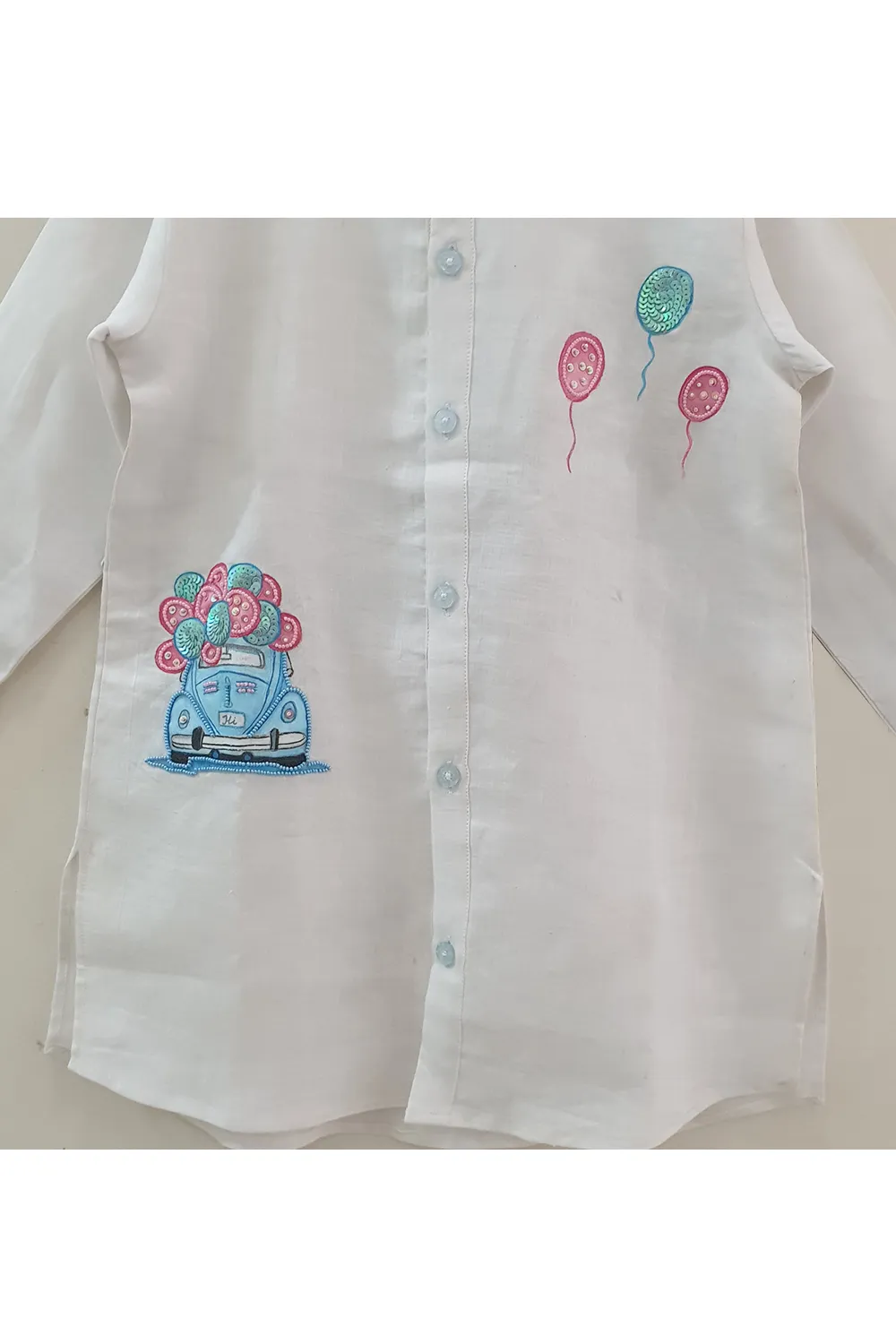 Hand painted car and balloon kurta shirt