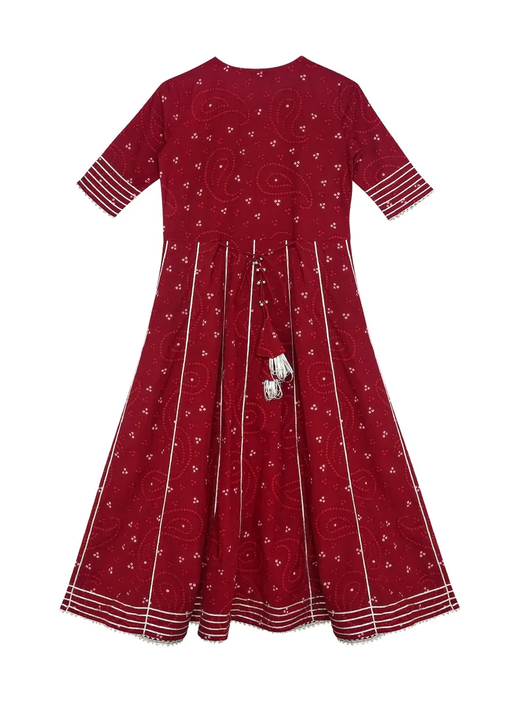 Ishin Girls  Maroon Embroidered Fit & Flare Dress