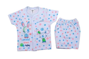 Kidswear Baby Girl's and Boy's Soft Cotton Hosiery Half Sleeves Clothing Set (0-6 Months) (Color/Print may be variation)