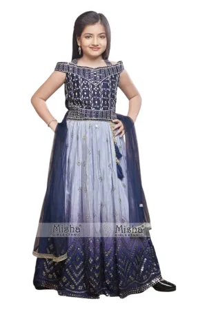 Kidswear blue ombre lehenga set