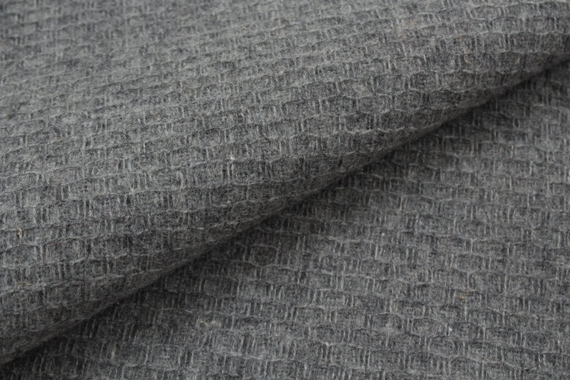 Melange Recycled Wool for Outwear - Geometric Pattern - Grey