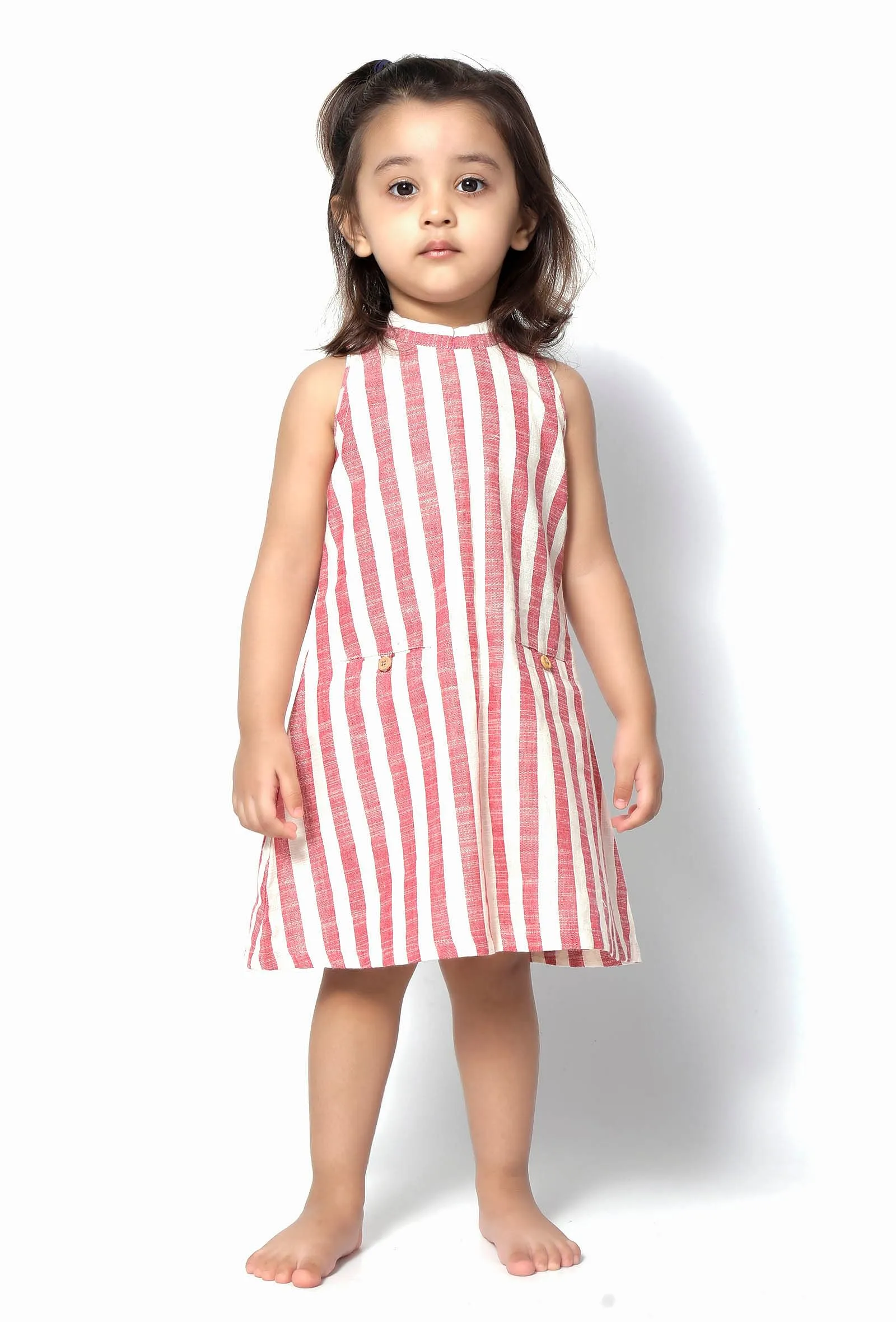 Merida Rust Stripes Halter Neck Cotton Dress