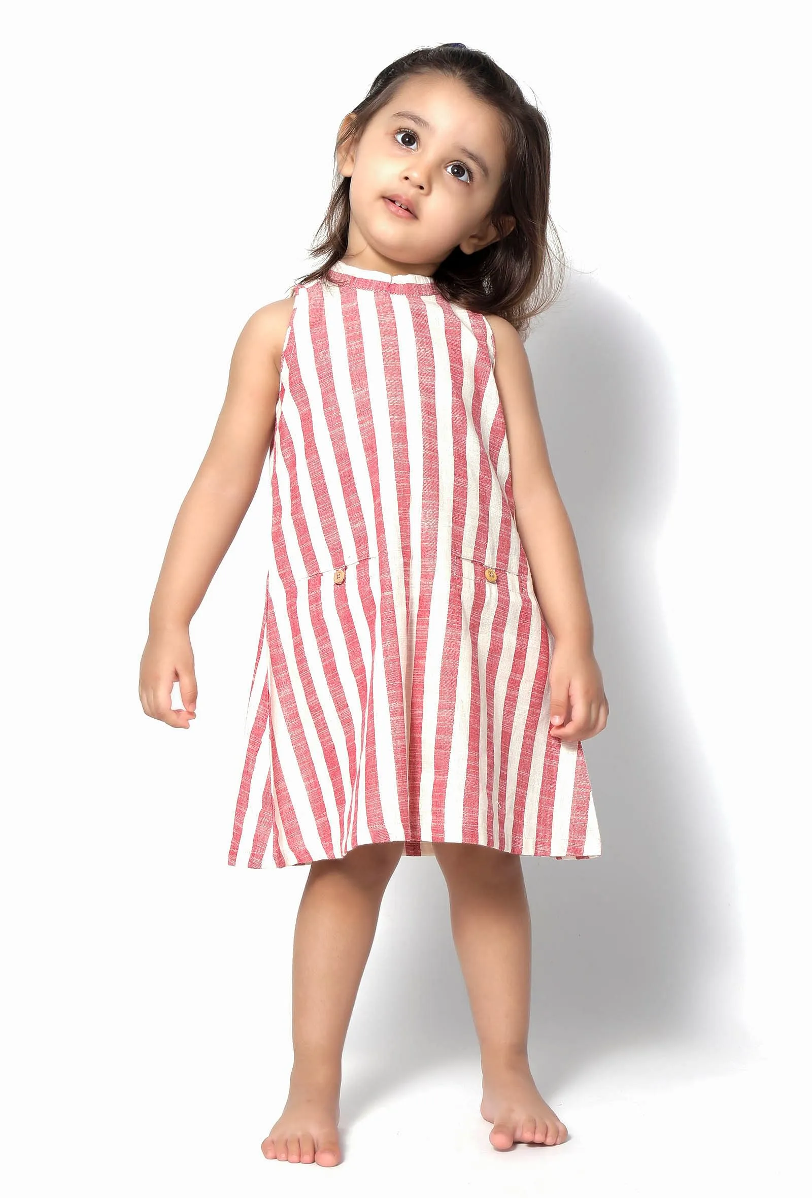 Merida Rust Stripes Halter Neck Cotton Dress