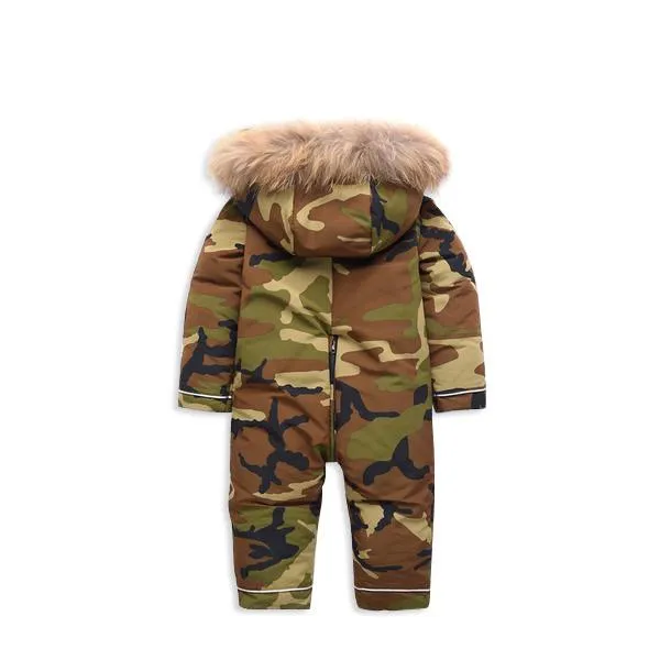 MOF Kids snow suit camo hooded fur