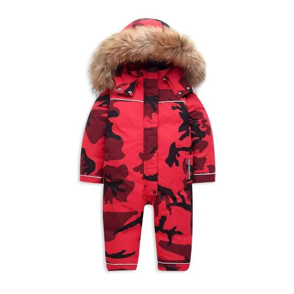 MOF Kids snow suit camo hooded fur