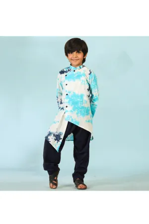 Multicolor Tie And Dye Asymmetrical Kurta With Salwar Set