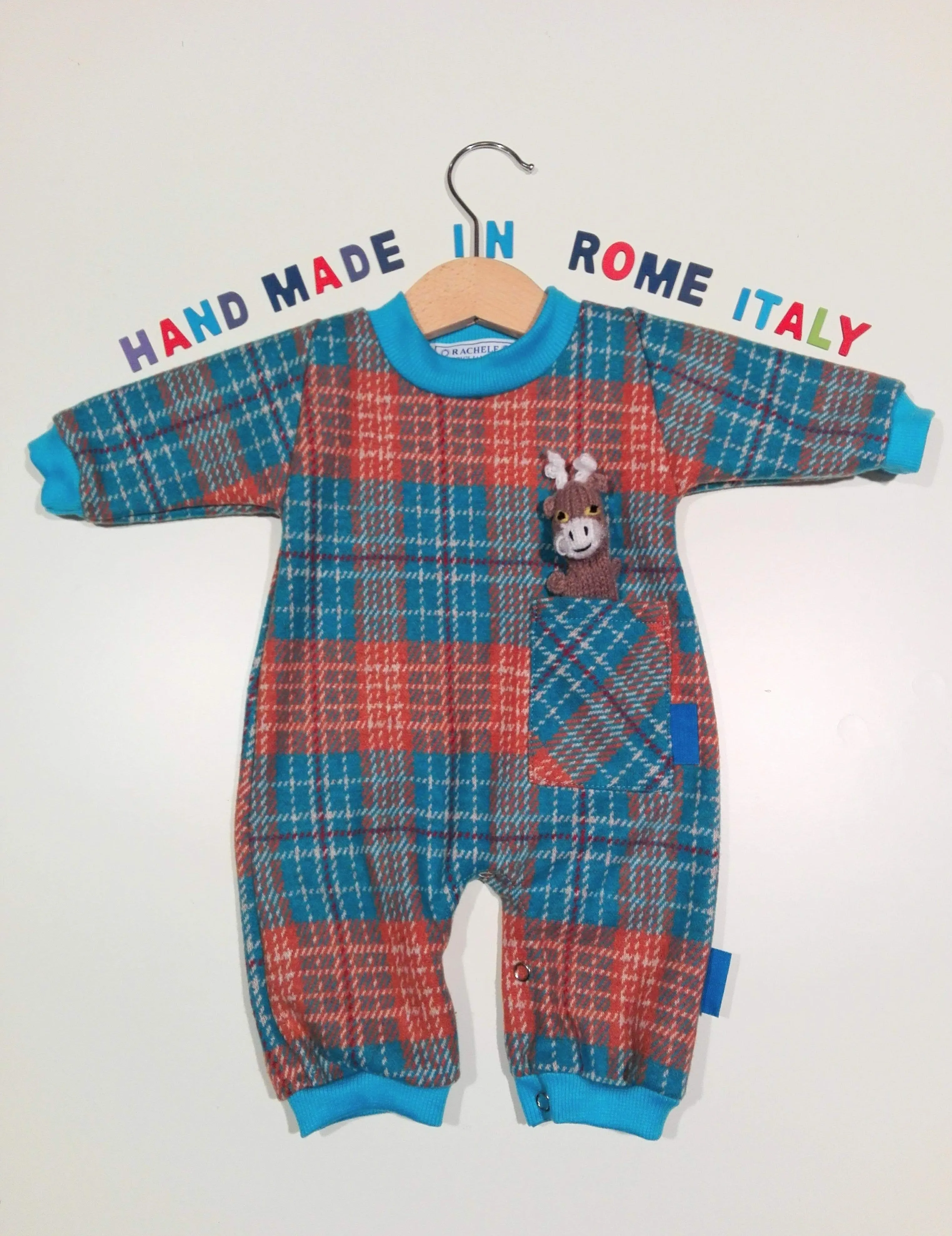 Onesie in mixed cotton with colorful cuffs