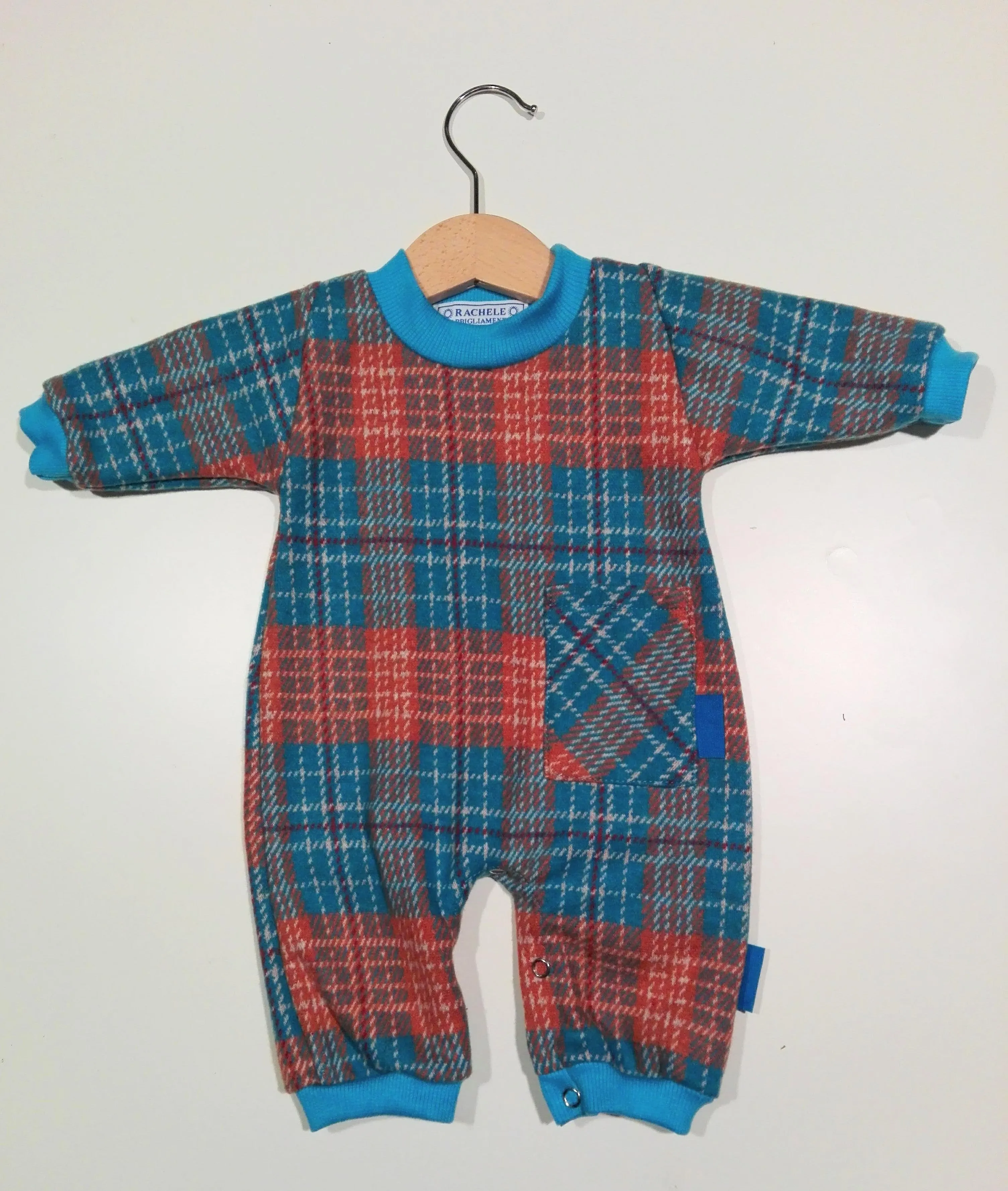 Onesie in mixed cotton with colorful cuffs