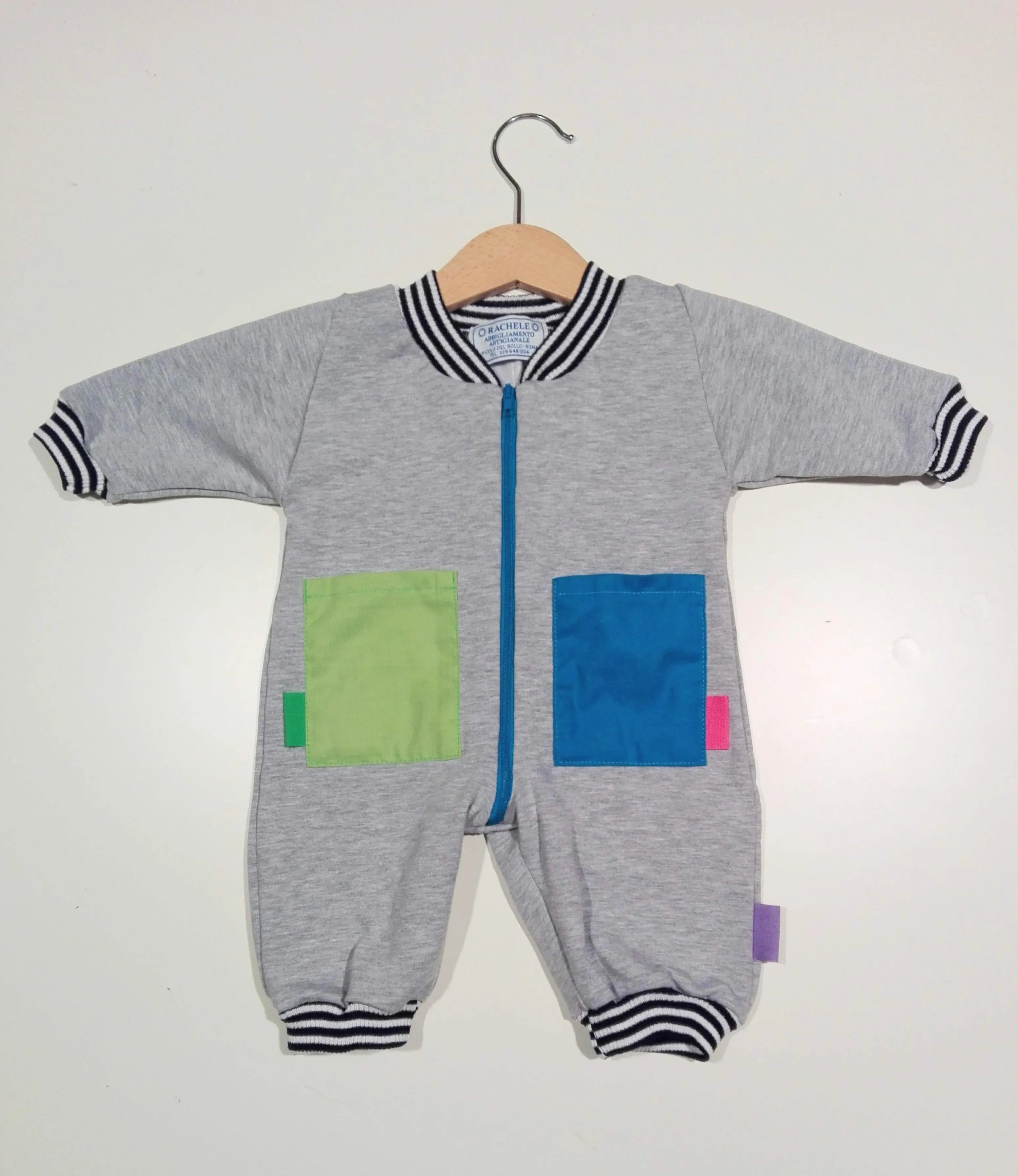 Onesie in mixed cotton with zipper