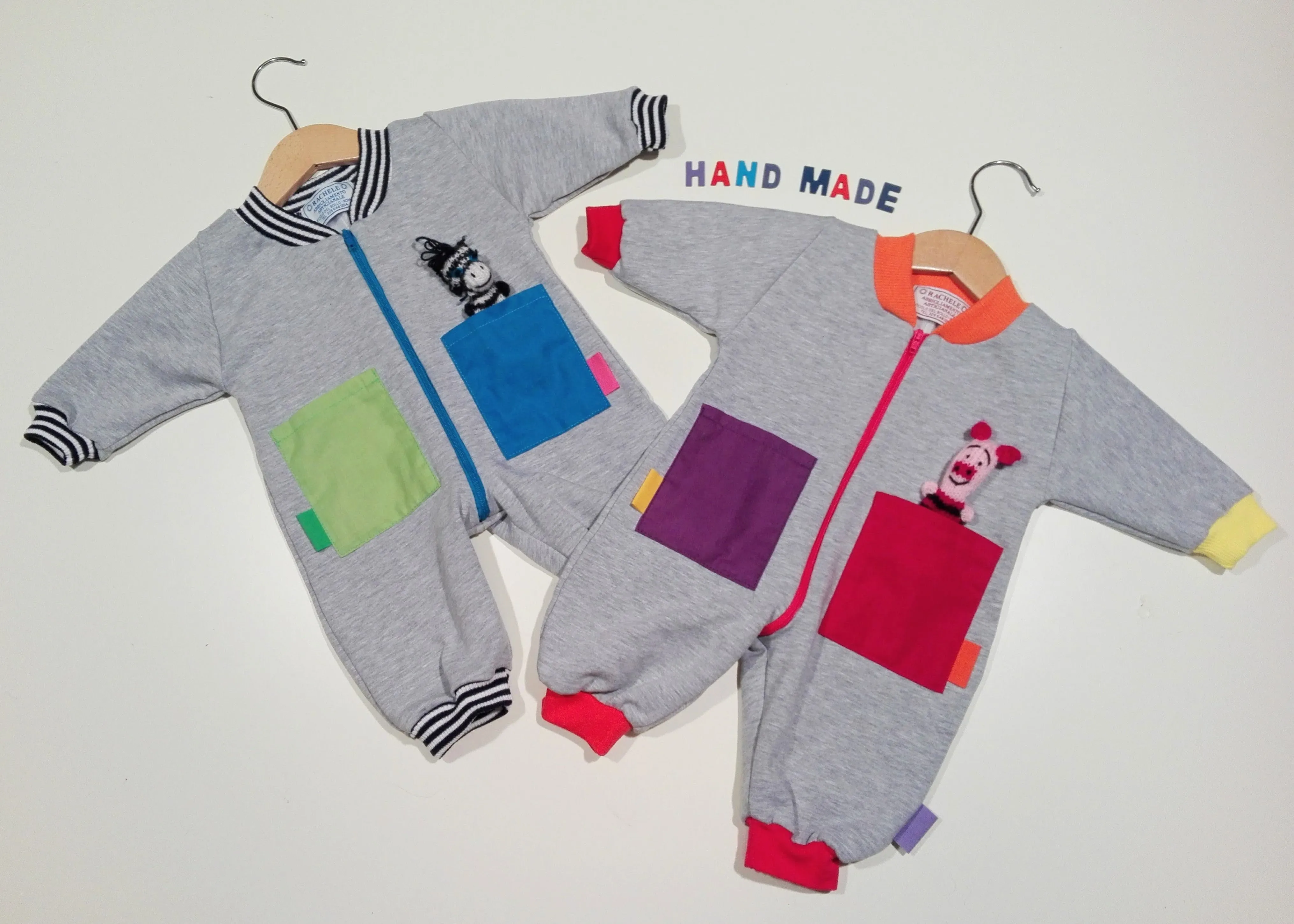 Onesie in mixed cotton with zipper