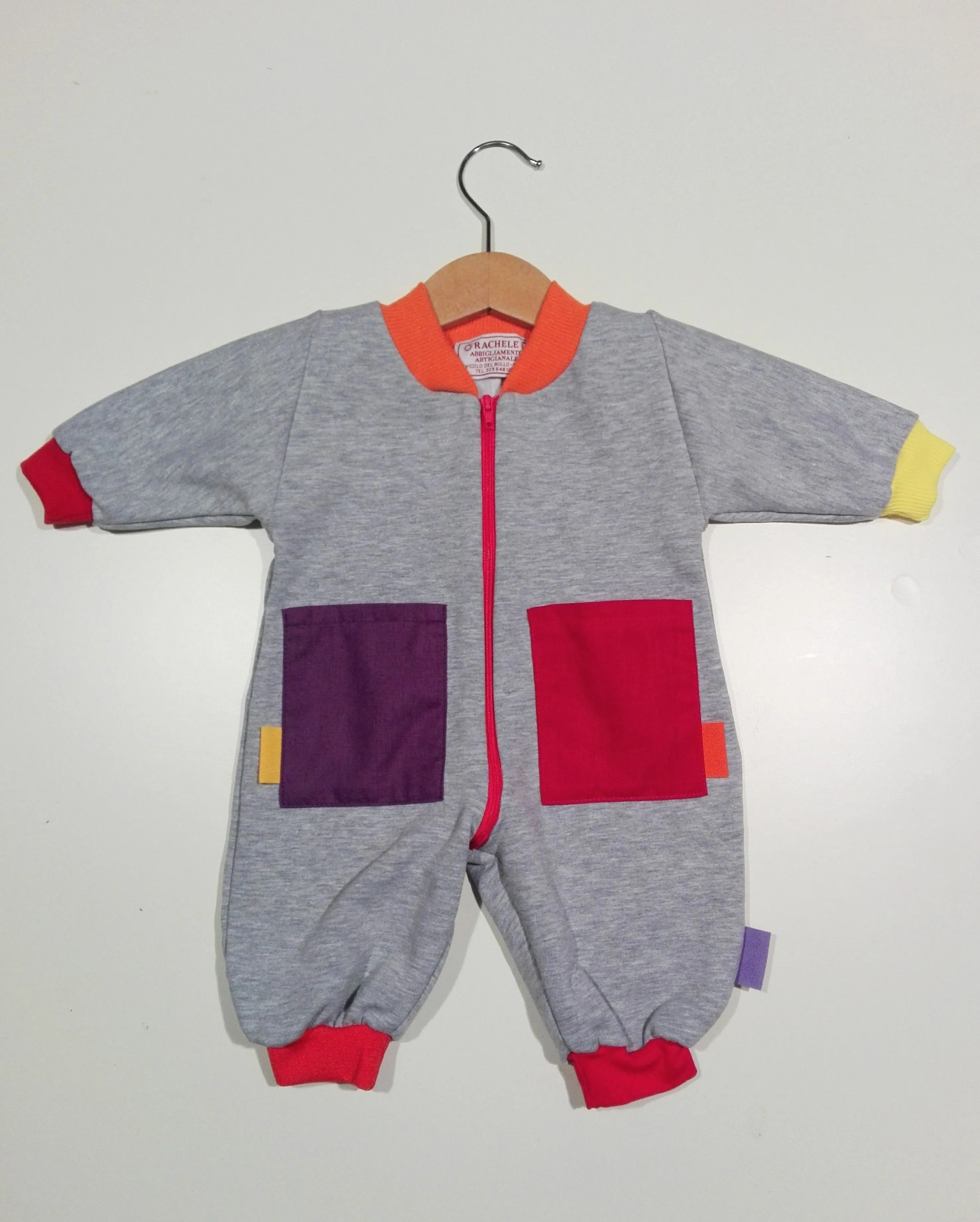 Onesie in mixed cotton with zipper