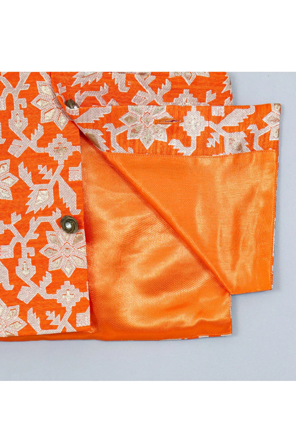 Orange With Golden Printed Waistcoat