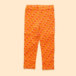 Organic Cotton Baby Girl Leggings - Indian Flora Orange