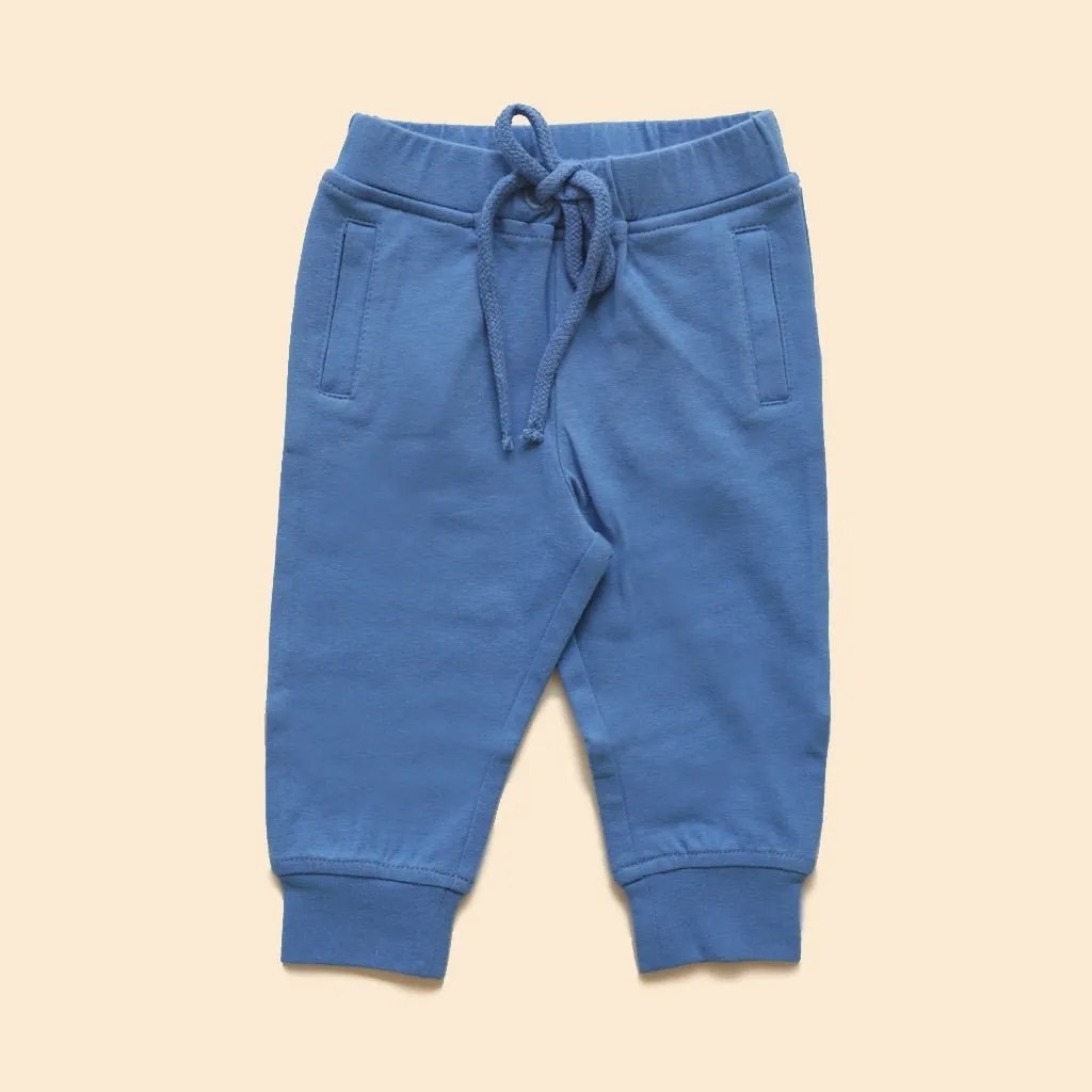 Organic Cotton Baby Joggers- Blue