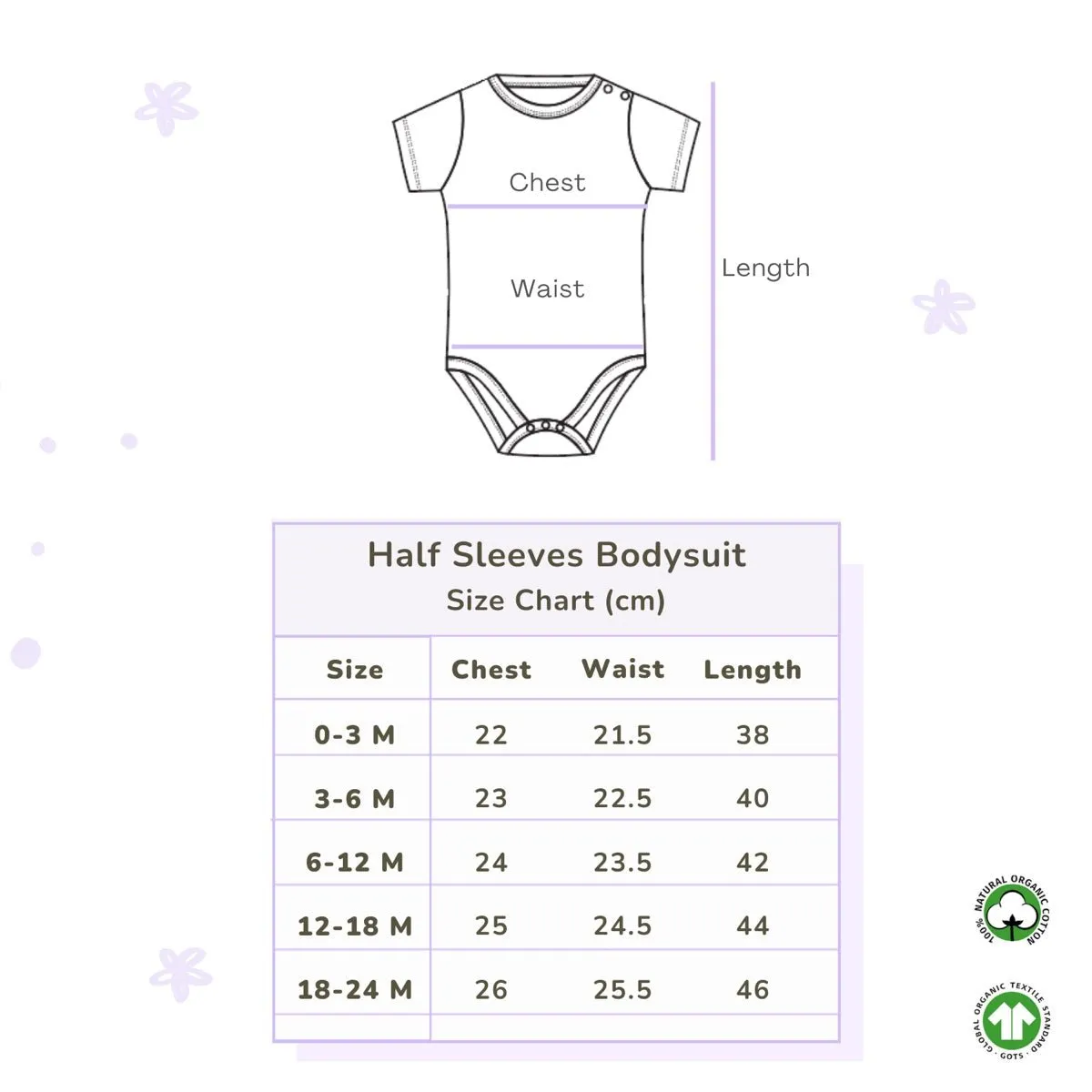 Organic Cotton Half Sleeves Bodysuit- Paper Boat