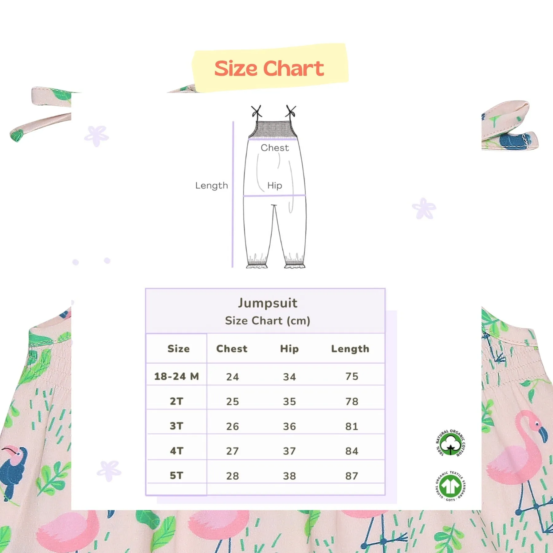 Organic Cotton Jumpsuit- Flamingo Forrest