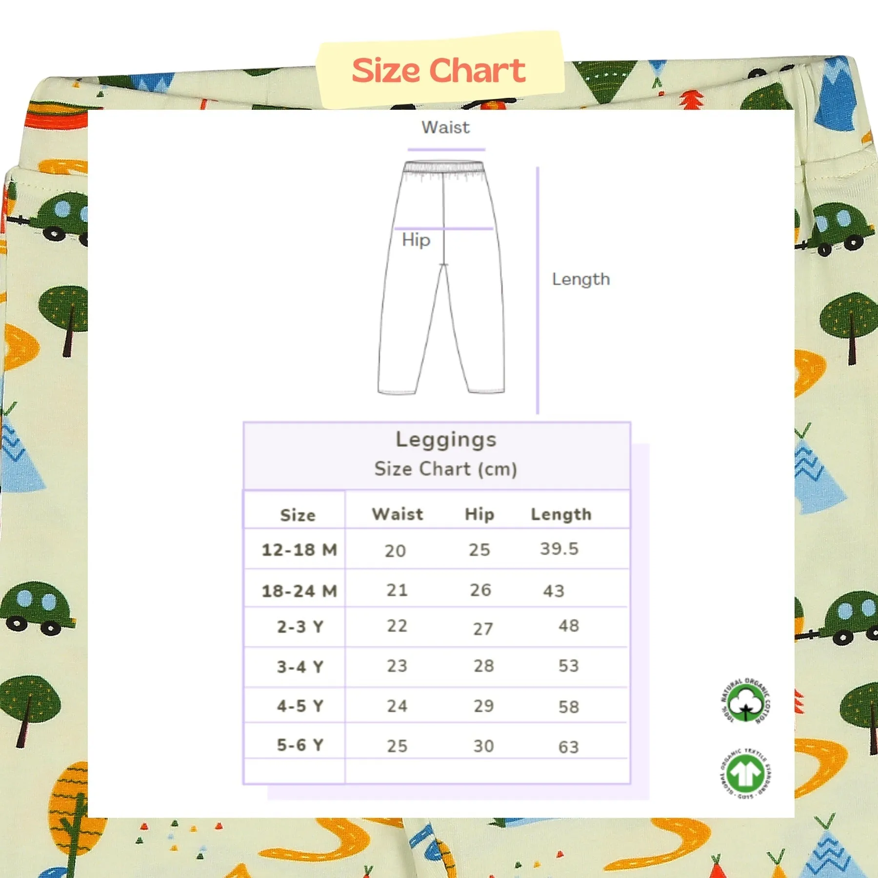 Organic Cotton Leggings- Happy Camping