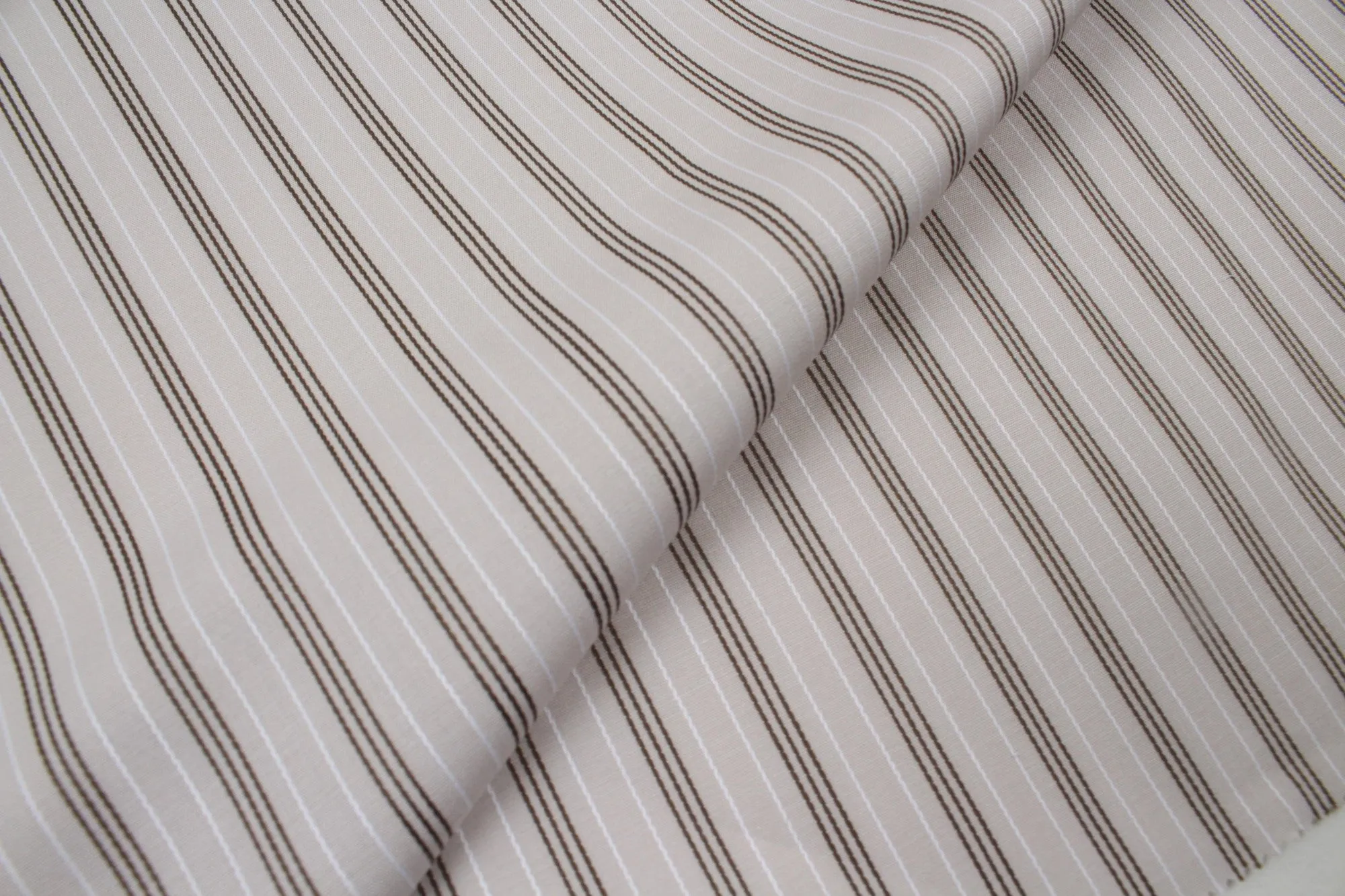 Organic Cotton Poplin Stripes - Beige - 3 Variants Available