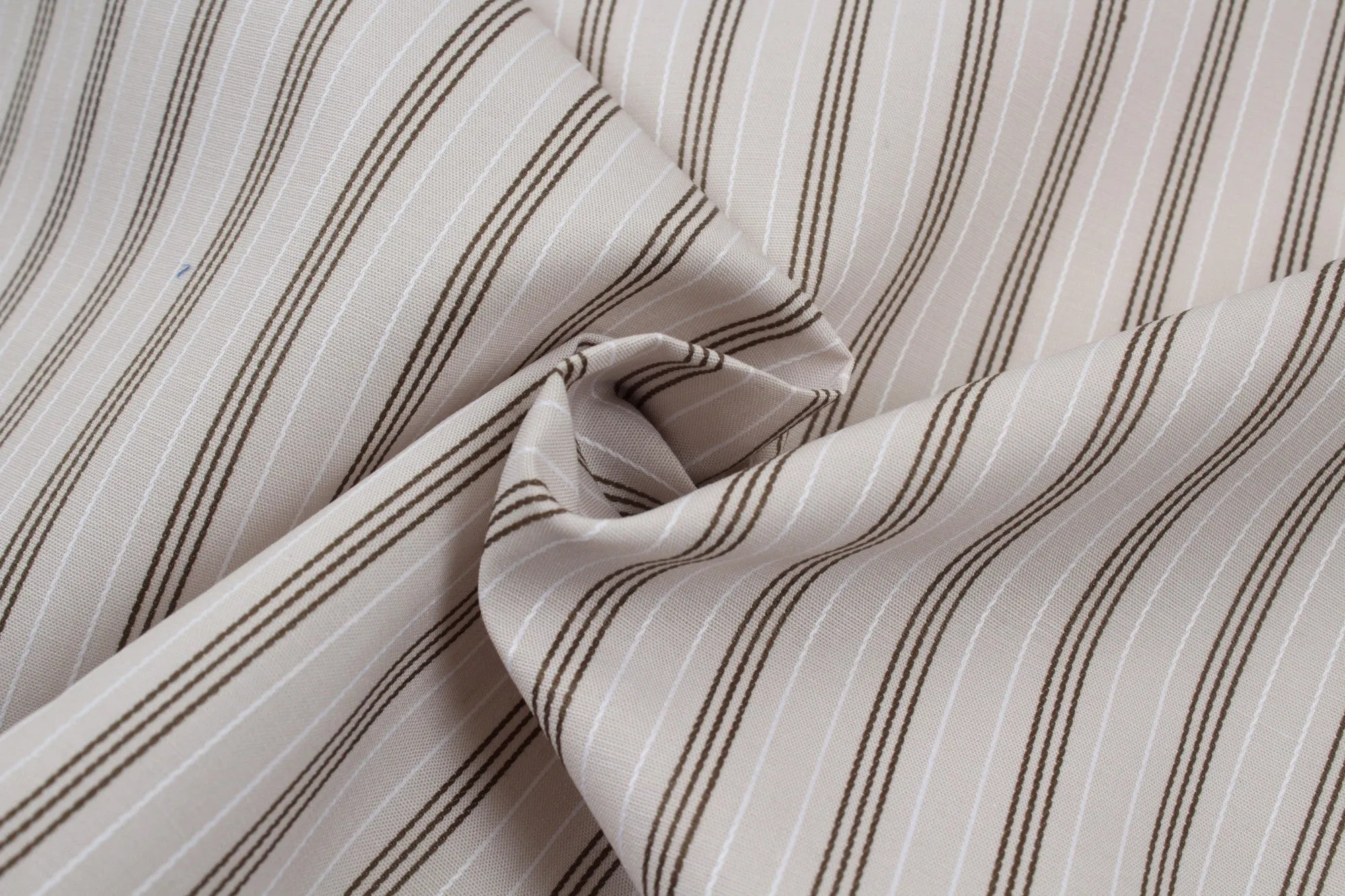 Organic Cotton Poplin Stripes - Beige - 3 Variants Available