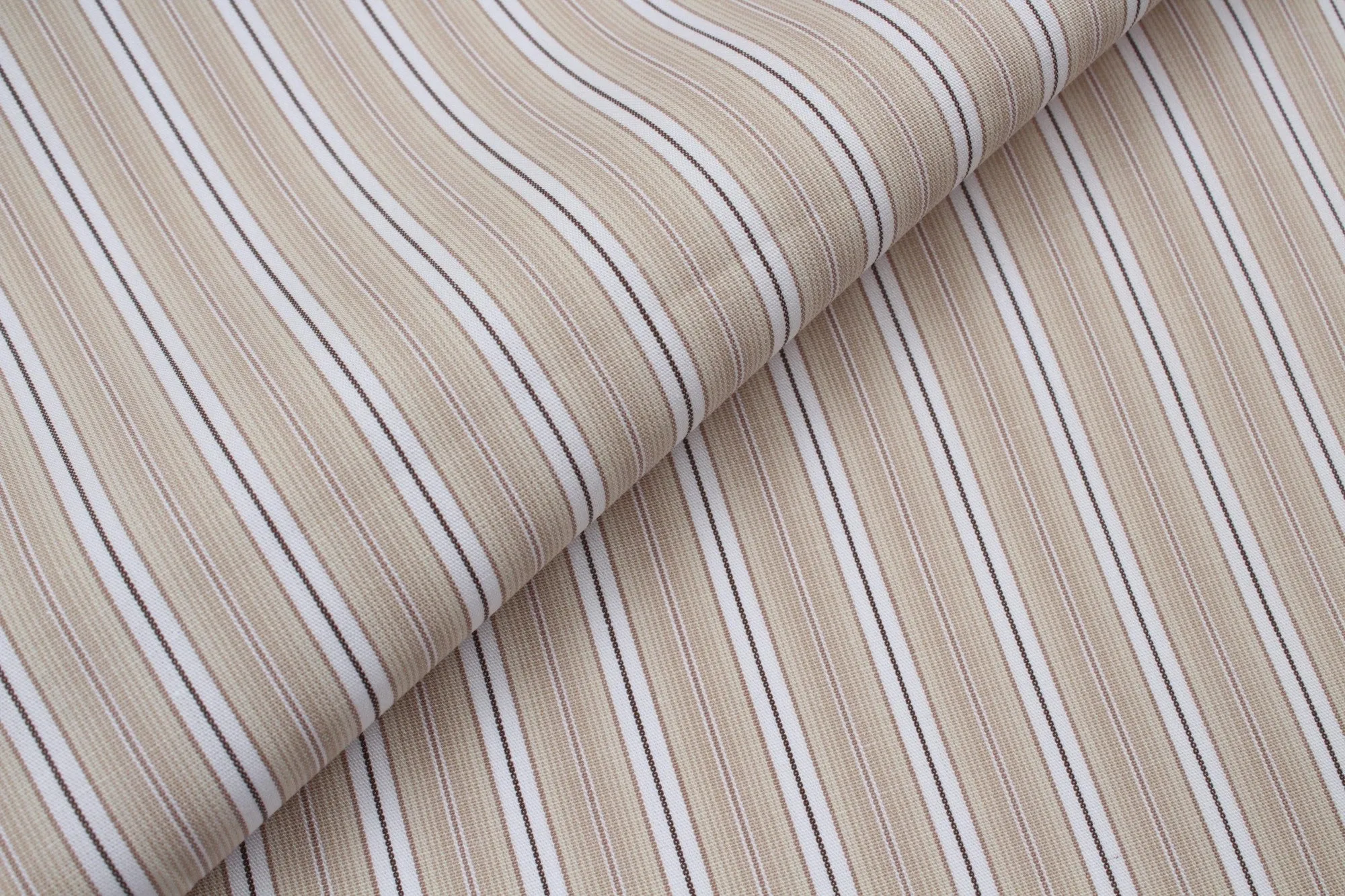 Organic Cotton Poplin Stripes - Beige - 3 Variants Available