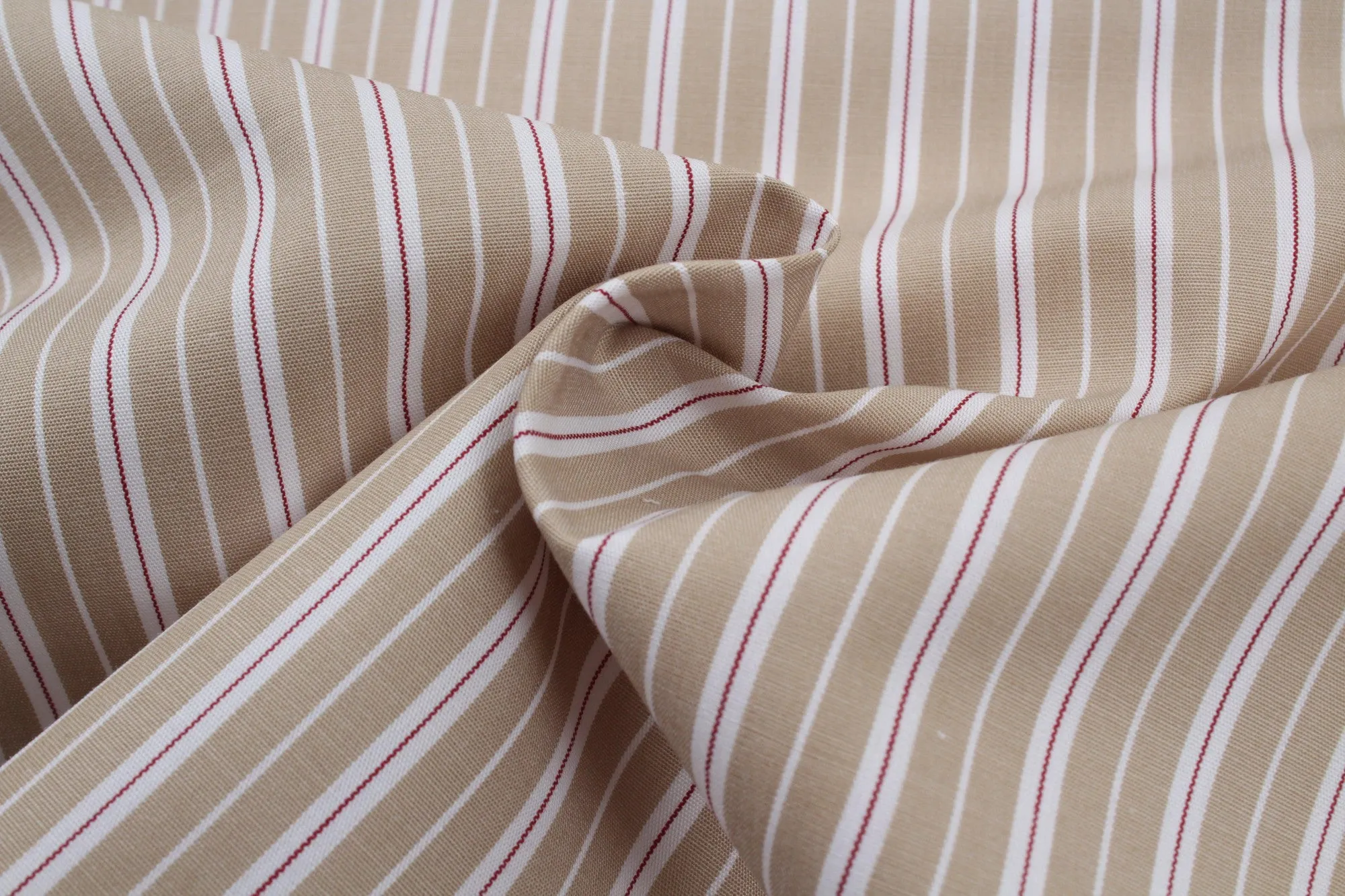 Organic Cotton Poplin Stripes - Beige - 3 Variants Available