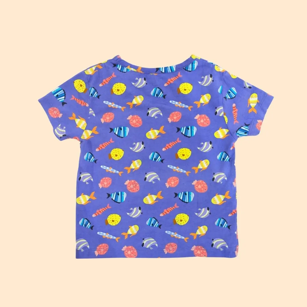 Organic Cotton Round Neck Oversize Tee- Fuzzy Fishes