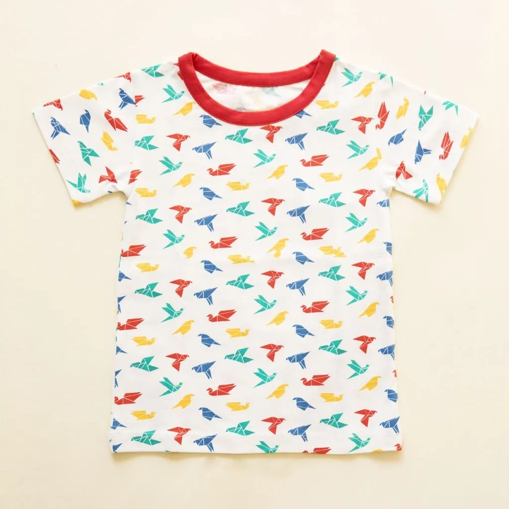 Organic Cotton Round Neck Oversize Tee- Gummy Birds